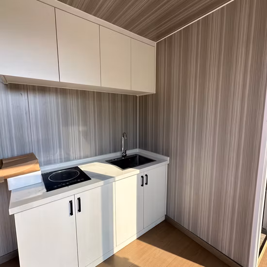 20FT プレハブモジュラーモバイルホームと豪華なシービューサンルームビーチルームアップルキャビンバーオフィスポッド